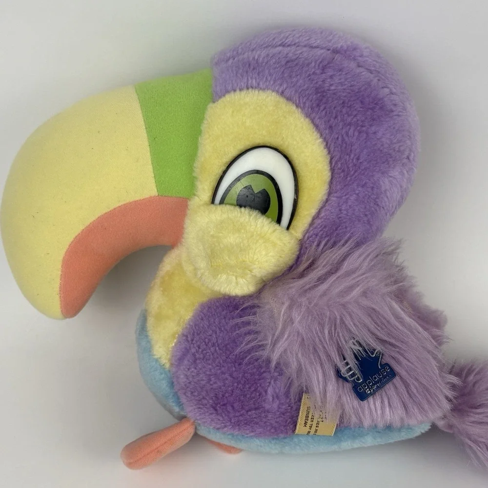 Vintage 1981 Applause Sunbeam Toucan Parrot Plush Purple/Blue/Yellow